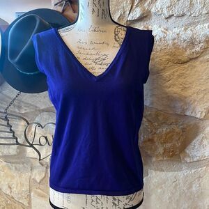 Jones New York Suit Separates Blue Sleeveless Knit Top, Size PM